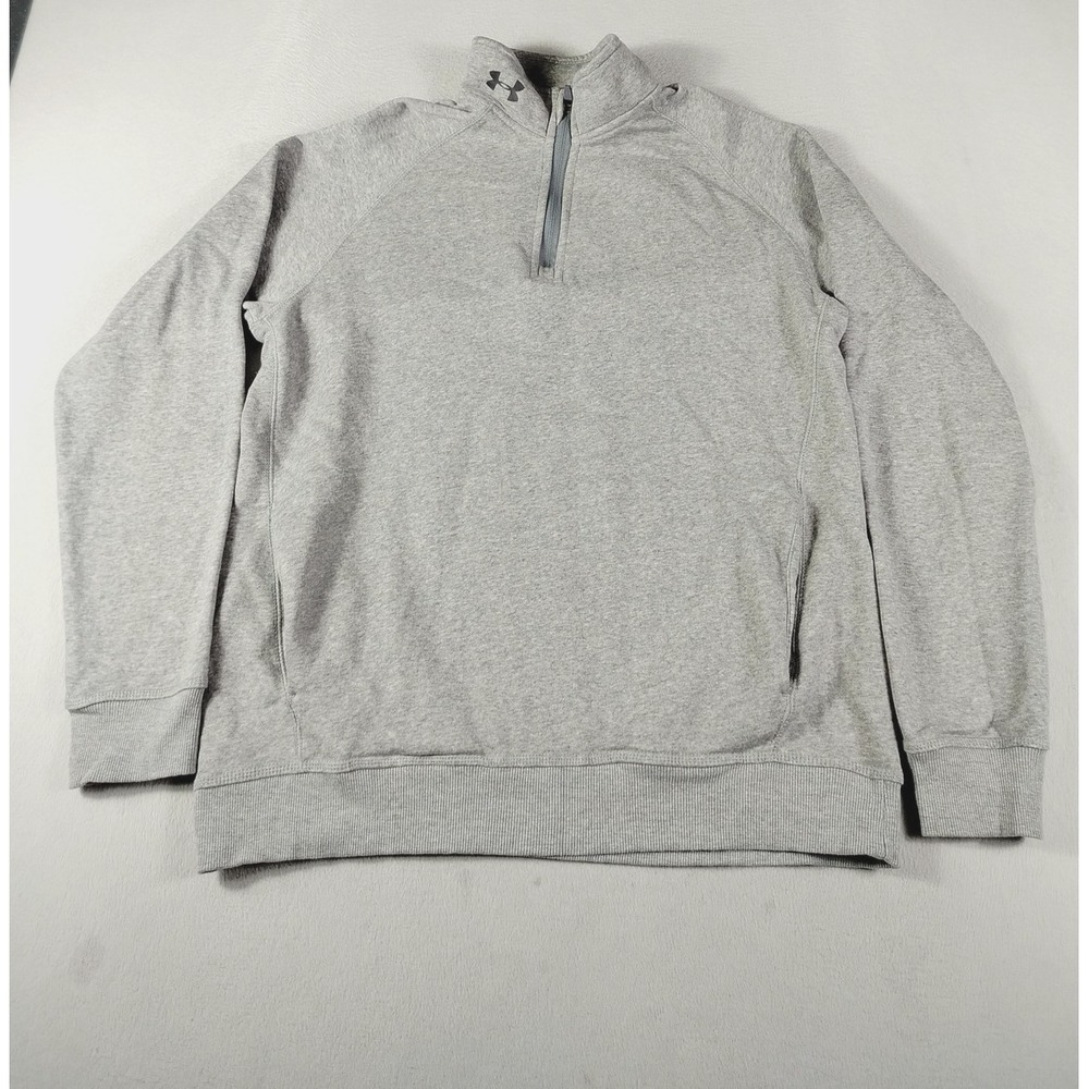 Under Armour Sweatshirt Mens Large Gray 1/4 Zip Fleece Pullover Loose Fit Active